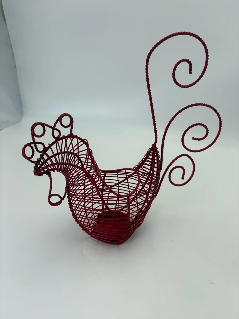 Red Wire Rooster Egg Basket